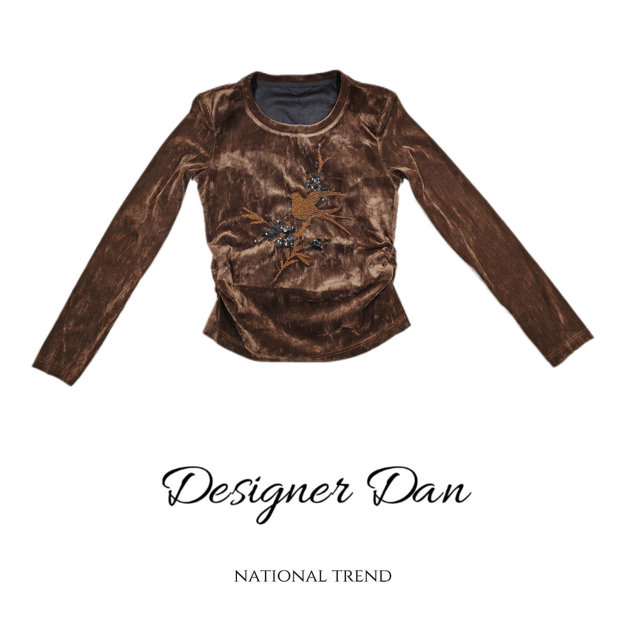 6700#自留款#重工时尚圆领百搭拼接刺绣卫衣打底