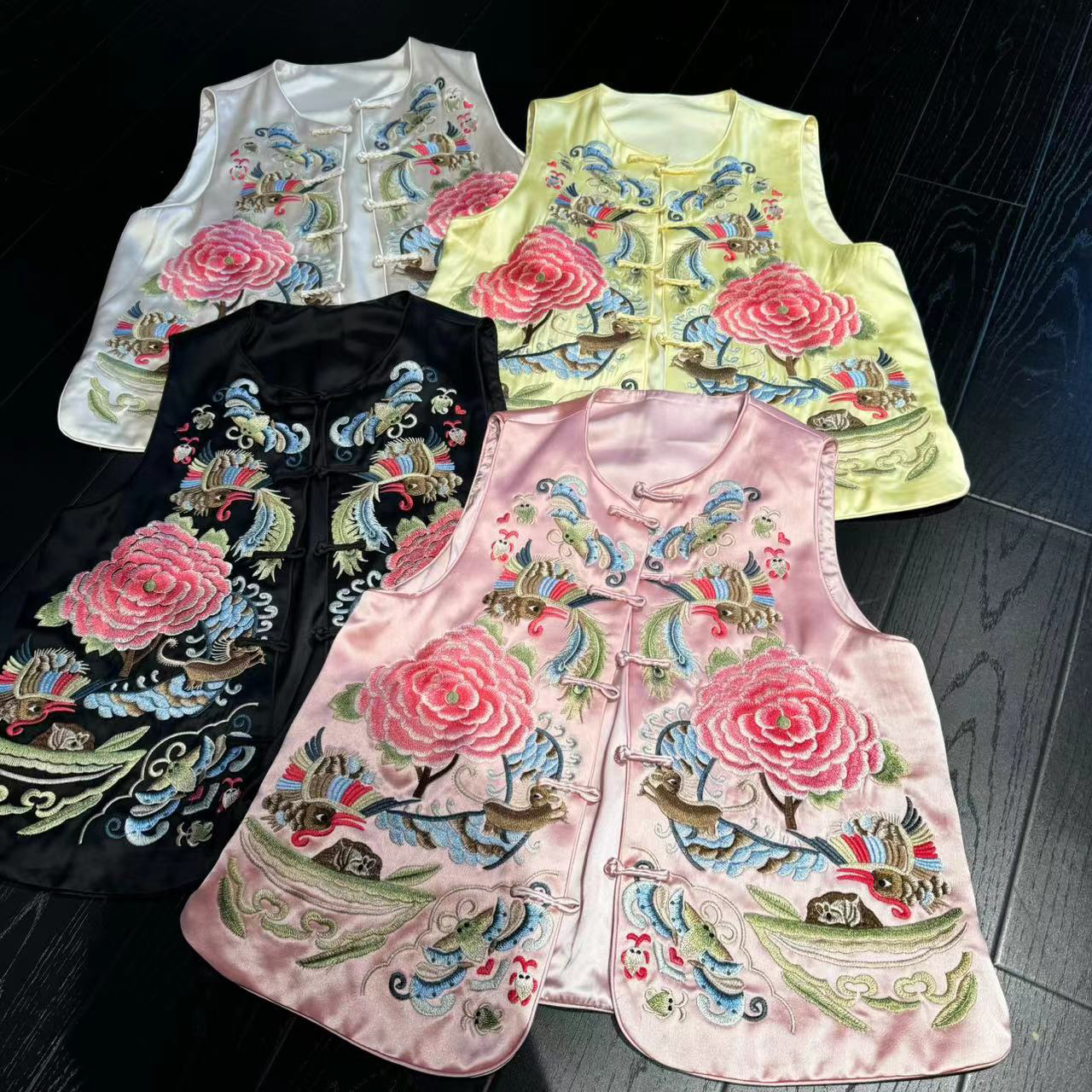 2031#重工国服百万针刺富贵刺绣新中式百搭宽松马甲