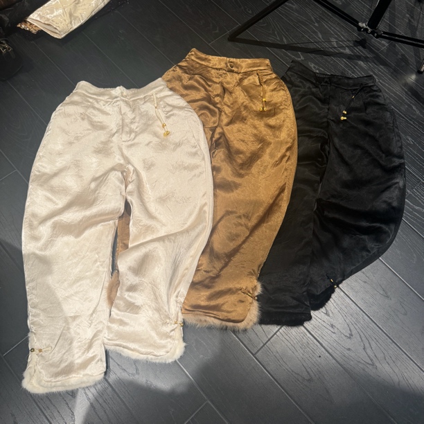 1706-1#《棉裤》重工提花休闲秋冬加厚款百搭显瘦提花裤子宽松