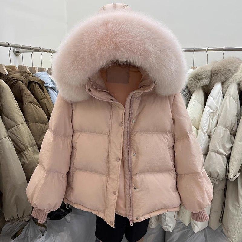 波司登短款羽绒服女2023年冬季新款韩版宽松大毛领针织袖小个子外