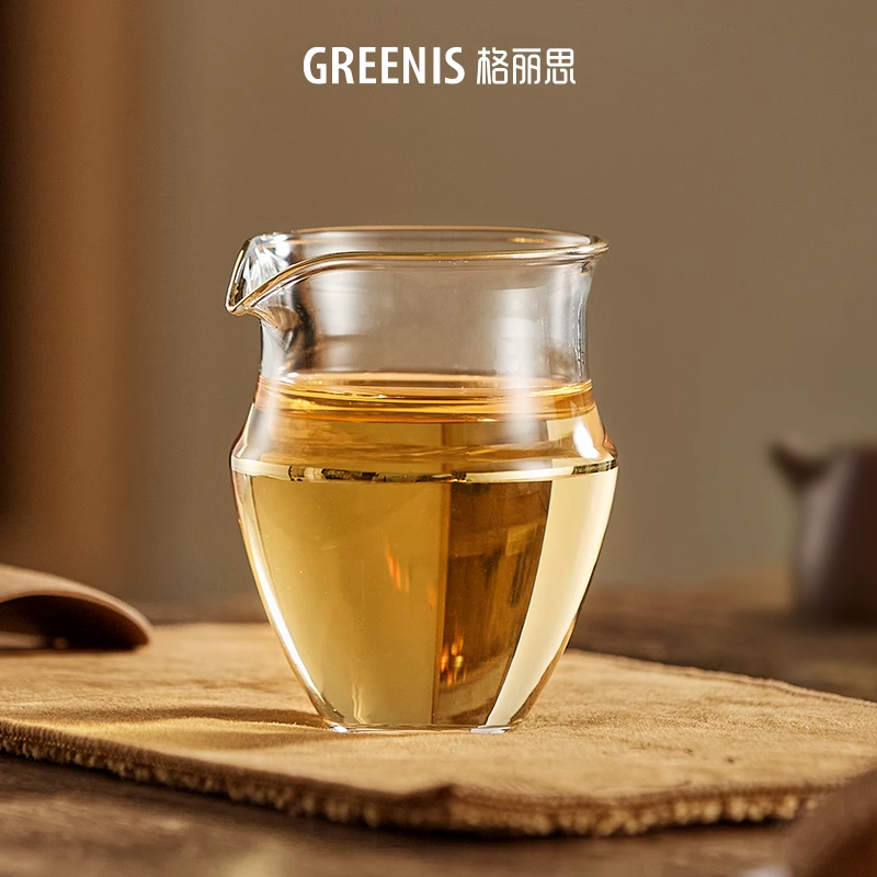 GREENIS观云公道杯高硅胶玻璃分茶器新款高档月牙公道杯