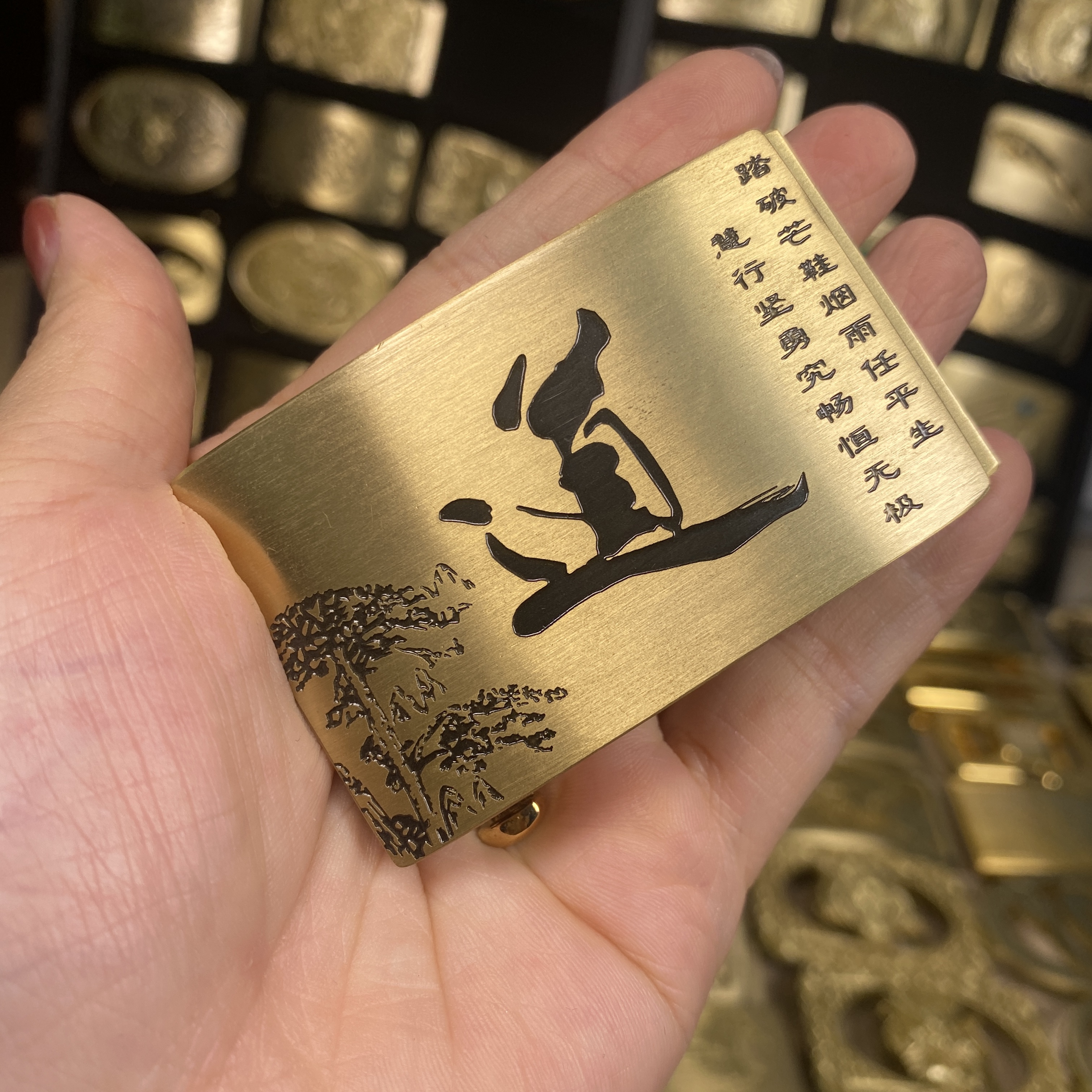 道字皮带头男外穿自动扣实心黄铜3.5耐磨腰带头