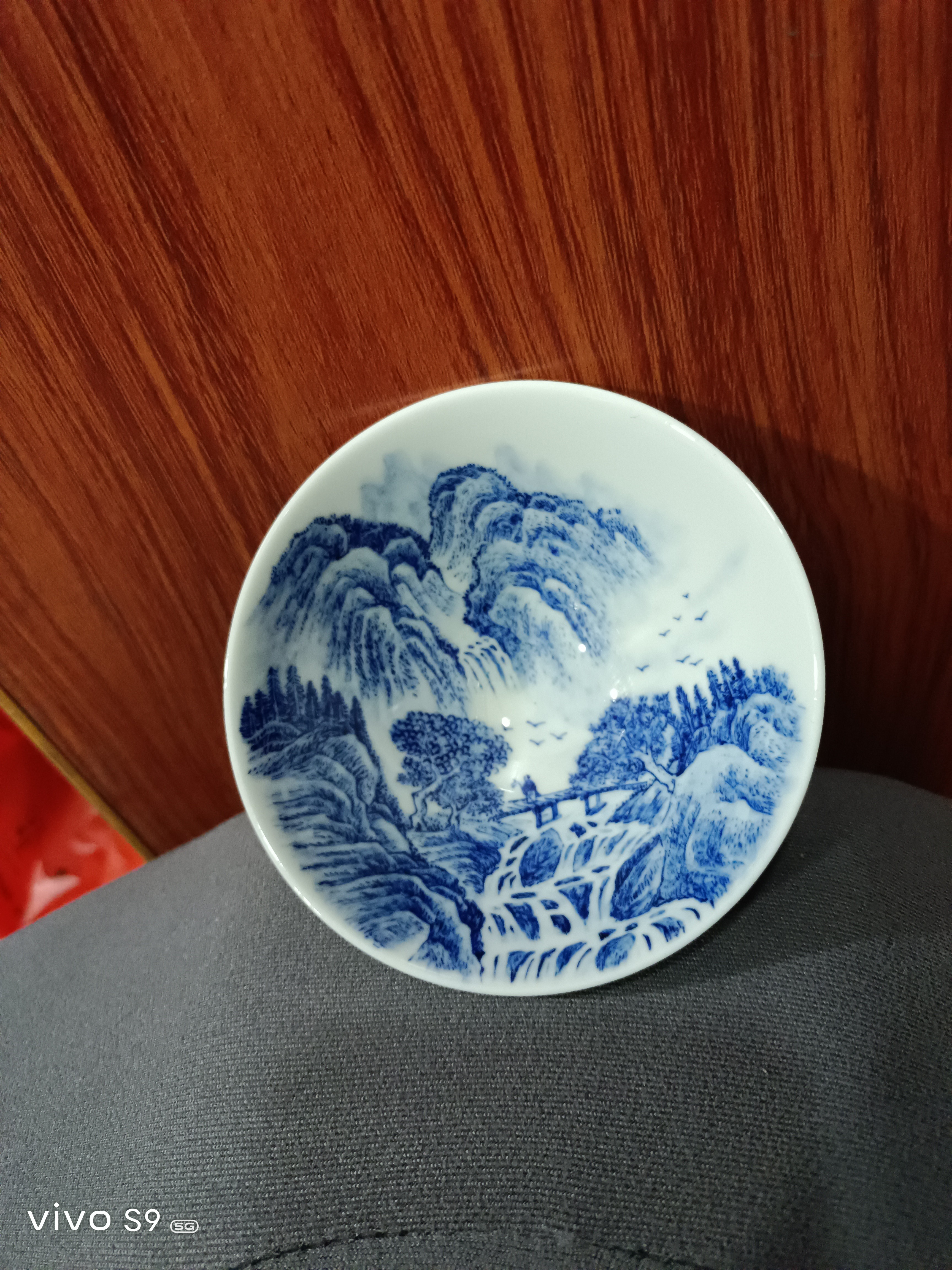 全手工画的山水斗笠杯（本人作品）