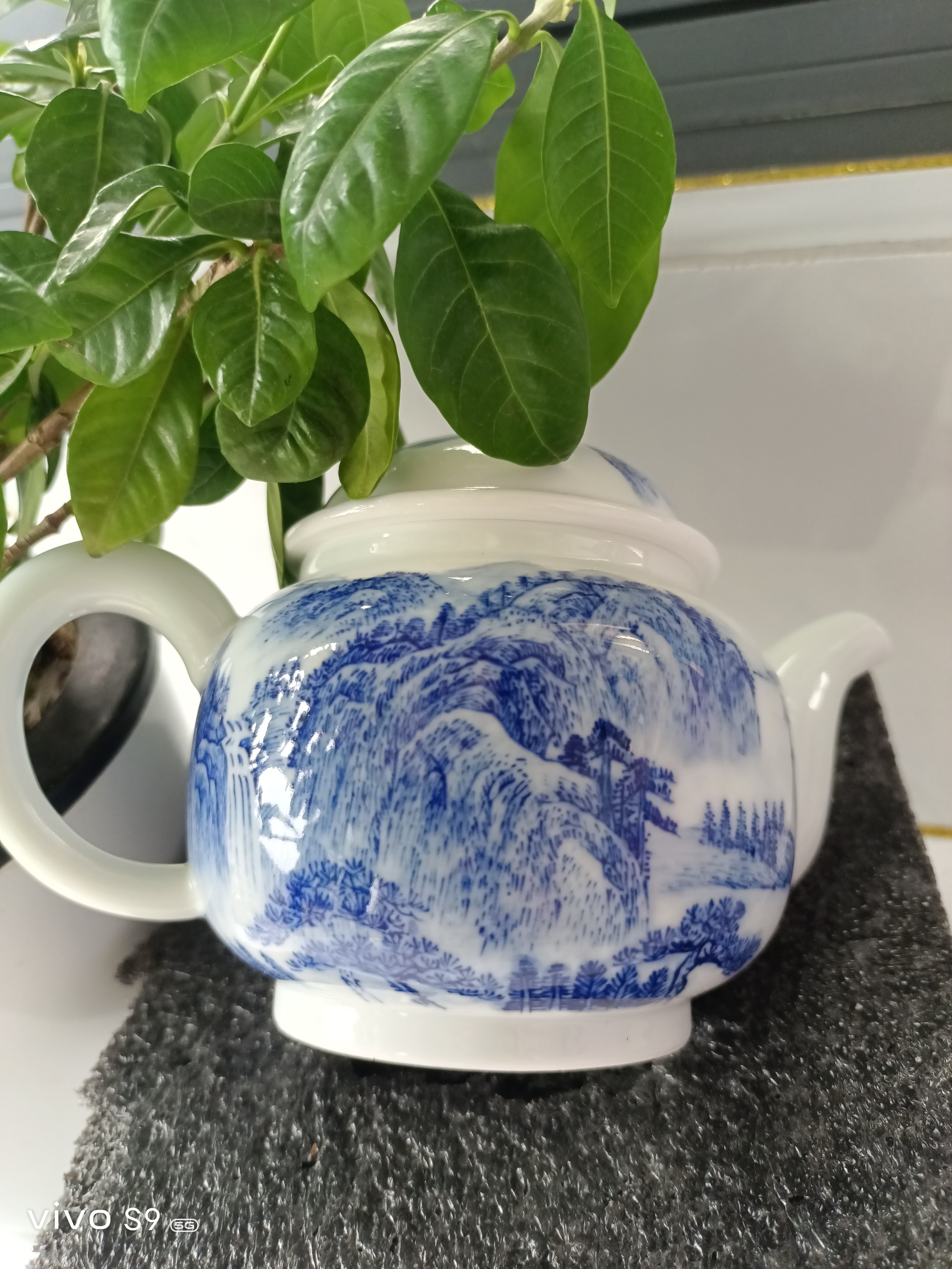 全手工青花山水壶，本人作品