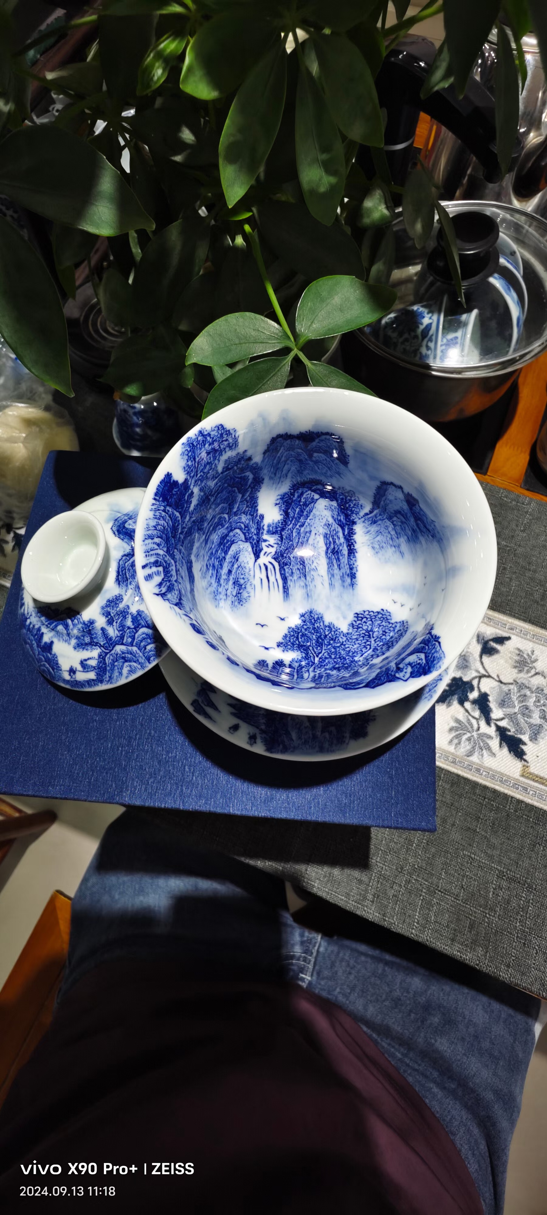 全手工是三才盖碗山水……口径150mm