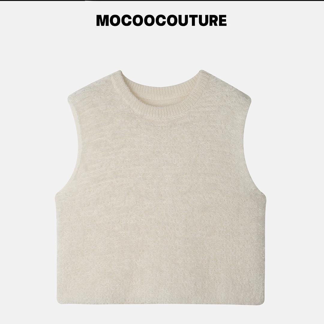  圈圈毛 奶油套头毛衣马甲背心 932