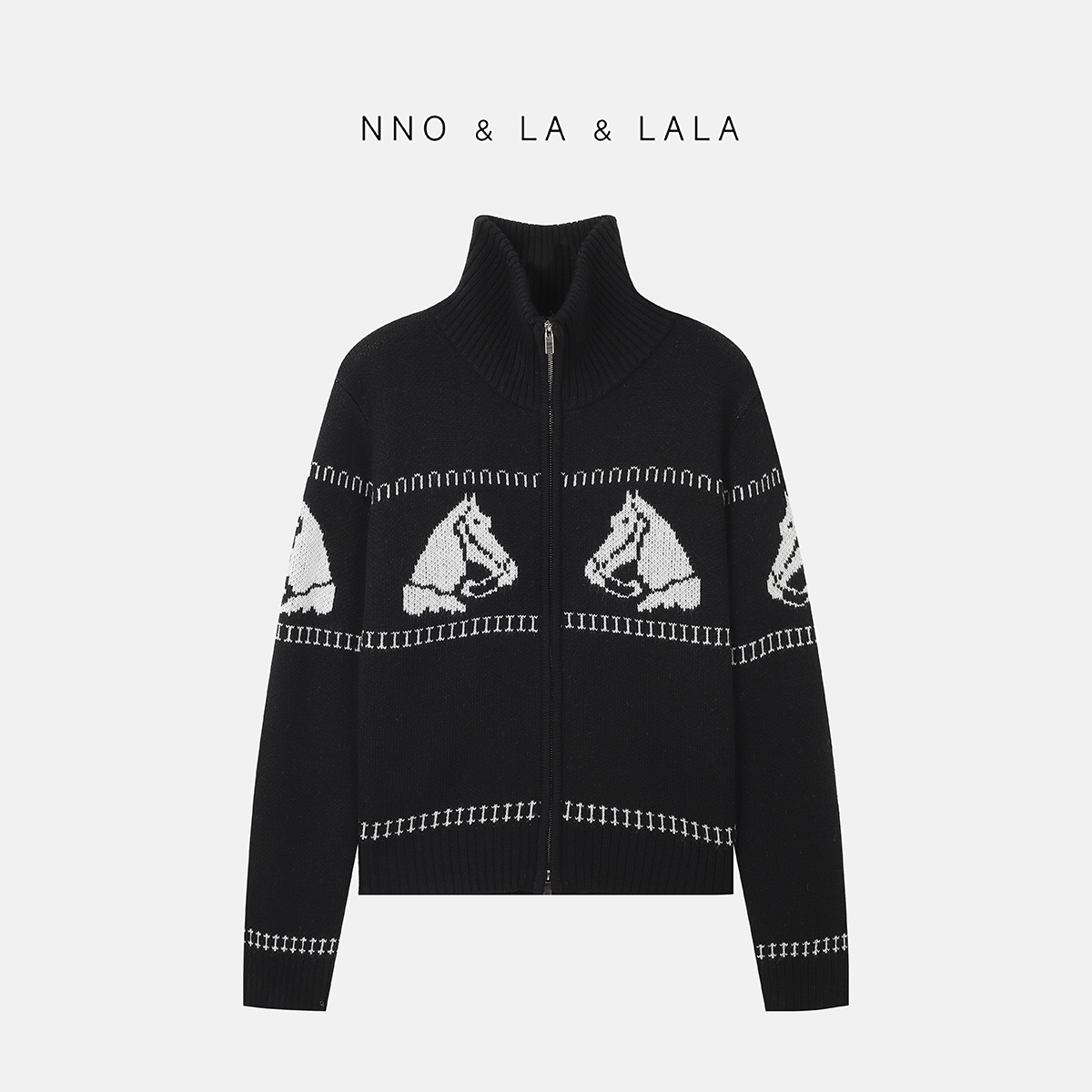 LA 老钱风 撞色 提花小马 毛衣外套26705