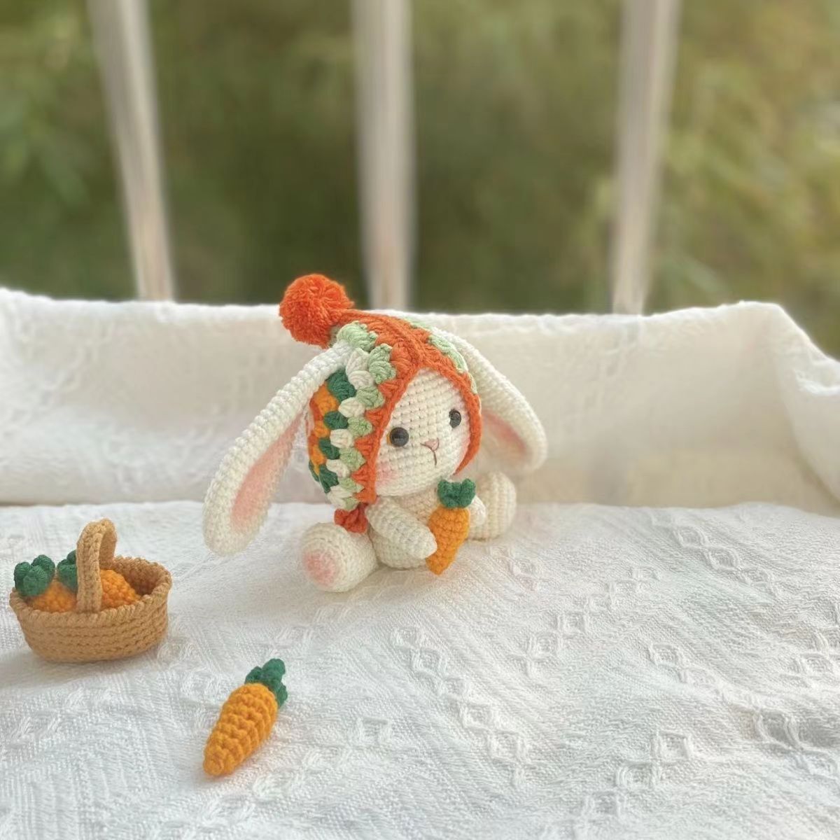 diy手工编织玩偶钩织diy材料包针织兔子娃娃可爱挂件祖母可爱手工