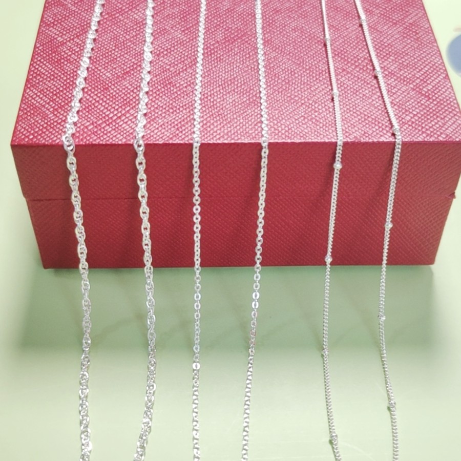 链子足银 链子足银纯银水波纹隔珠项链素款百搭时尚锁骨链子