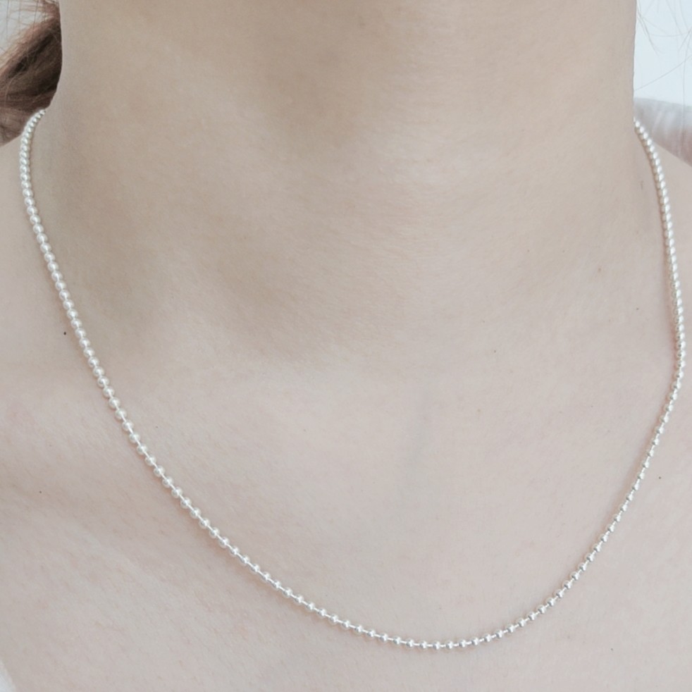 链子足银 链子佛珠足银 足银990光珠链大气经典百搭圆珠项链裸链