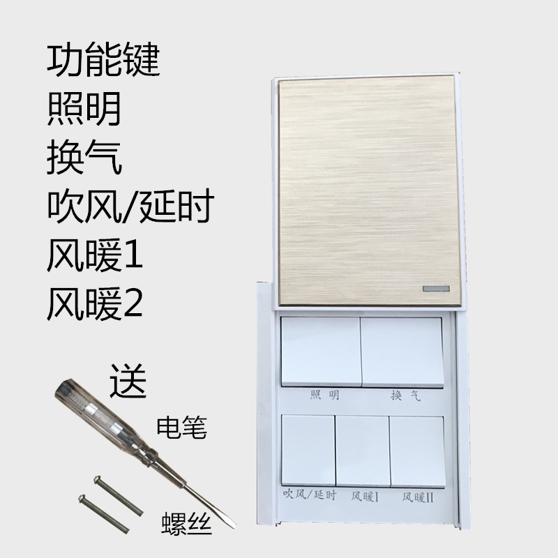 浴霸延时开关 浴霸开关  带延时家用五开防水16A通用型