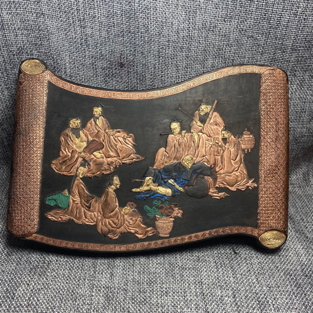 大明程君房旧藏库存老墨精品，《八仙聚会》屏幕上拉看细节