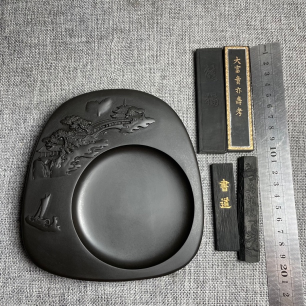 一帆风顺天然原石歙砚文房四宝精品砚台收藏佳选