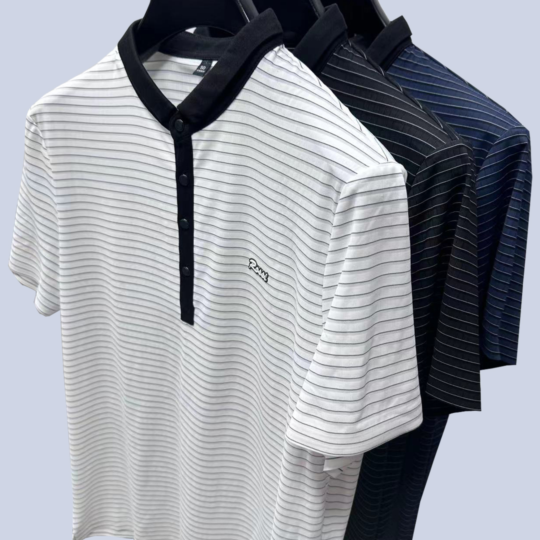 高品质Polo短袖-男士夏季新款条纹无痕压胶凉感系列polo衫2305
