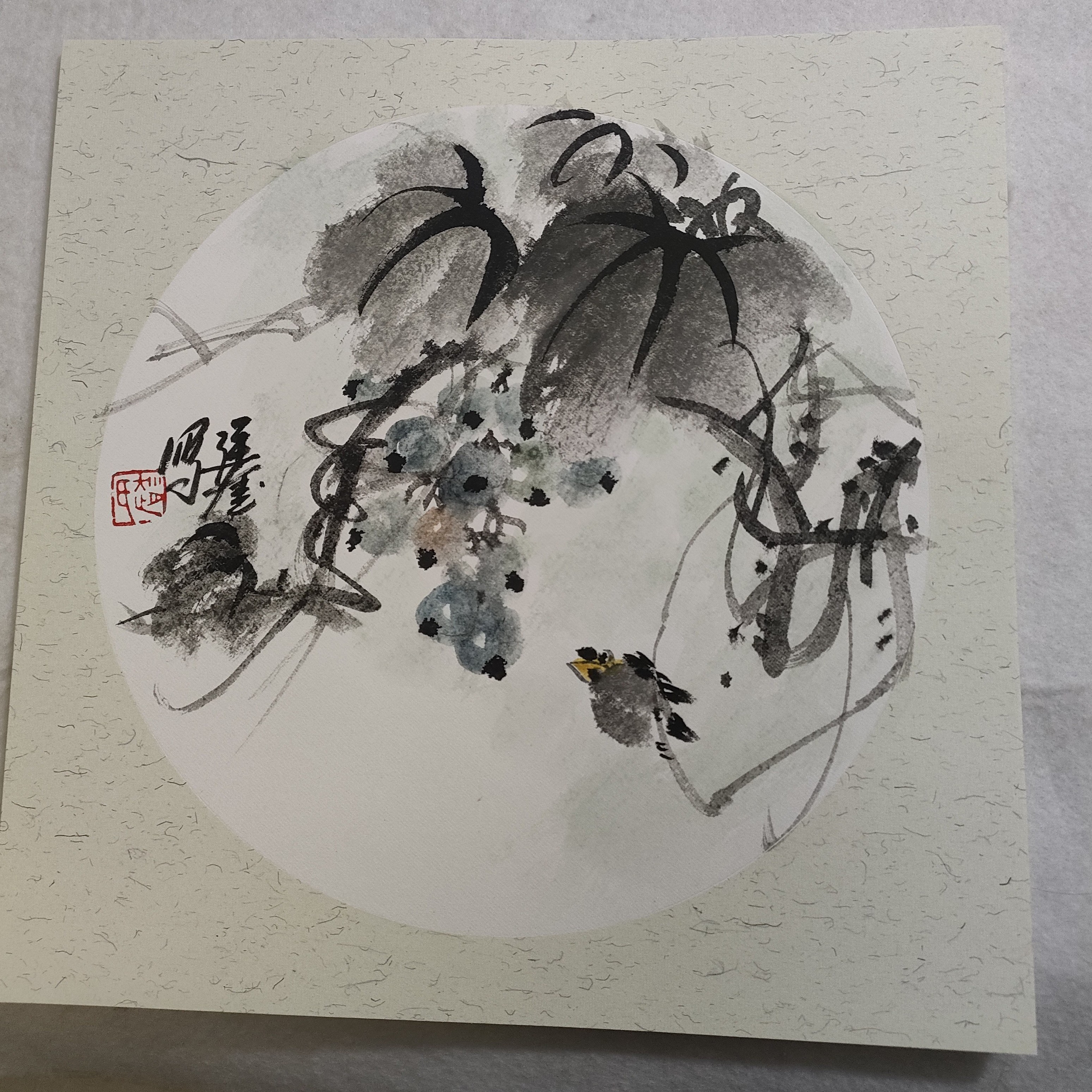 手绘写意画（秋趣）尺寸33*33厘米