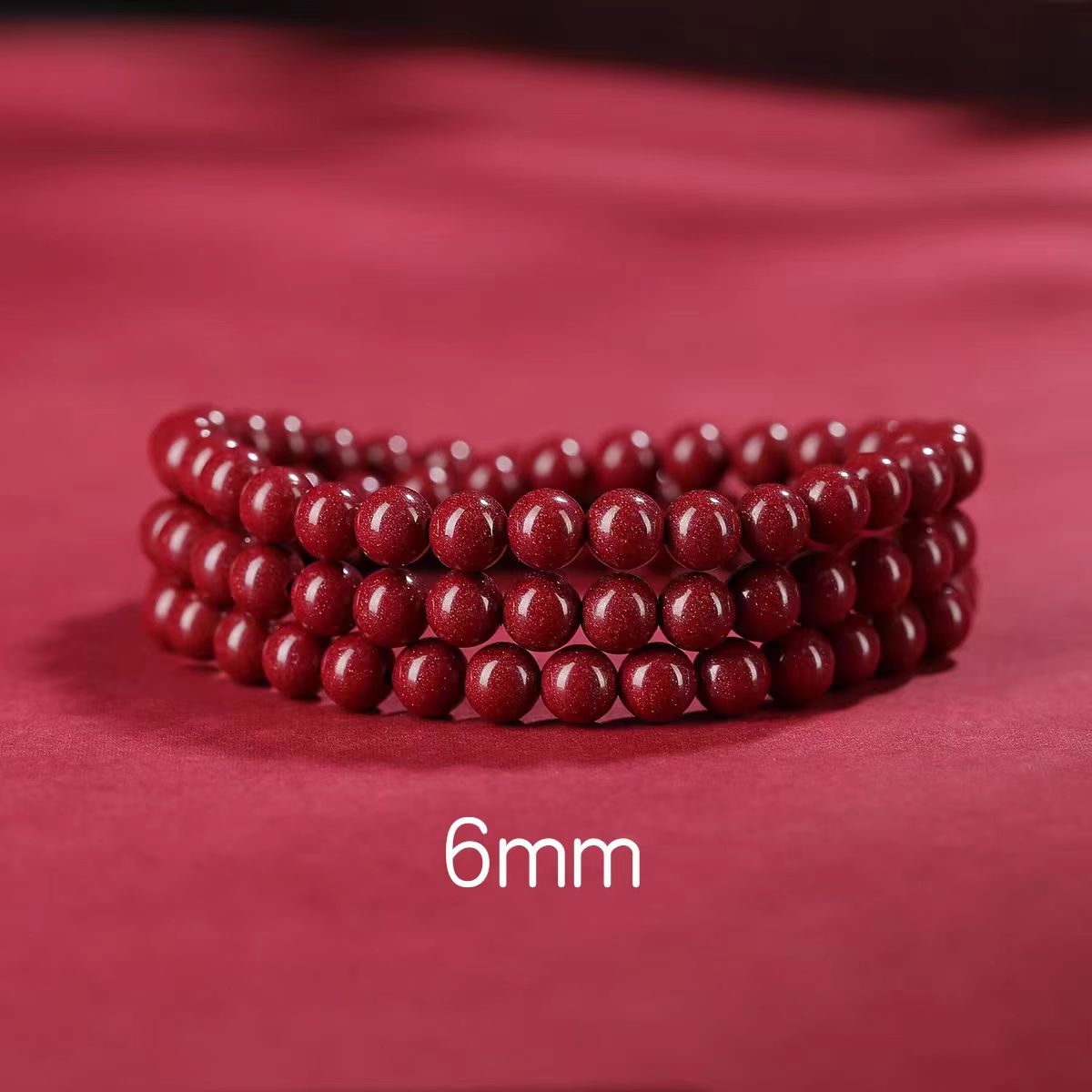 天然辰砂紫金砂6mm三圈手串男女同款正品高含量