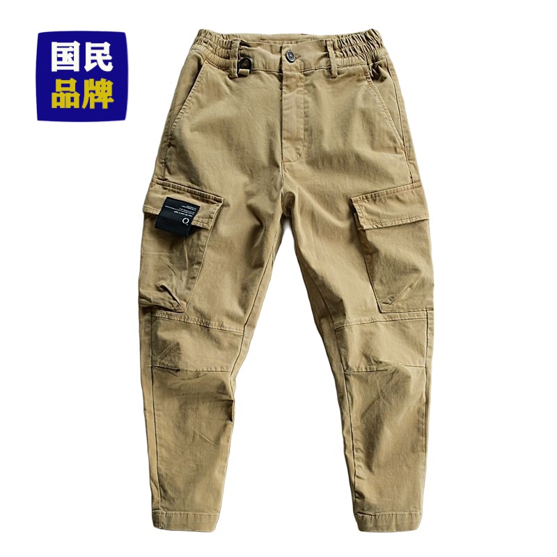 2023年秋季新款余文乐多口袋宽松束脚工装裤男士潮牌小脚休闲百搭