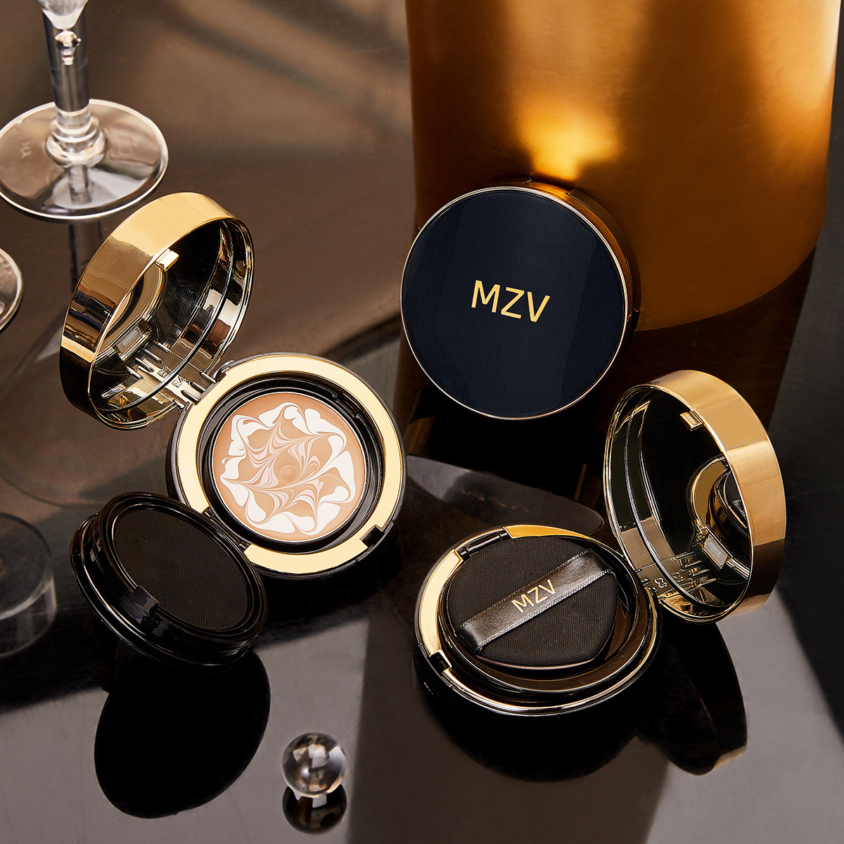 MZV拉花遮瑕保湿精华水粉霜气垫BB霜防水防汗不卡粉不易脱妆