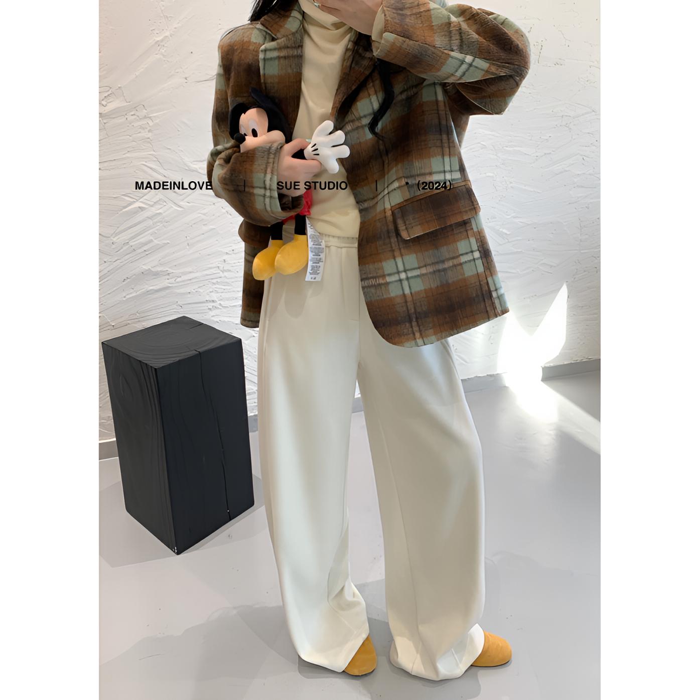 冬上新【SUE STUDIO】加绒保暖休闲镰刀裤松紧腰休闲裤