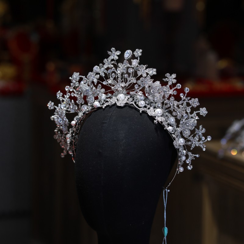 合金仿珍珠婚庆饰品 17362新款高端奢华皇冠韩式
