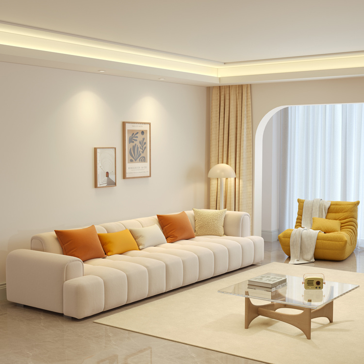 意式极简科技布沙发客厅大小户型网红奶油风防猫抓布艺沙发