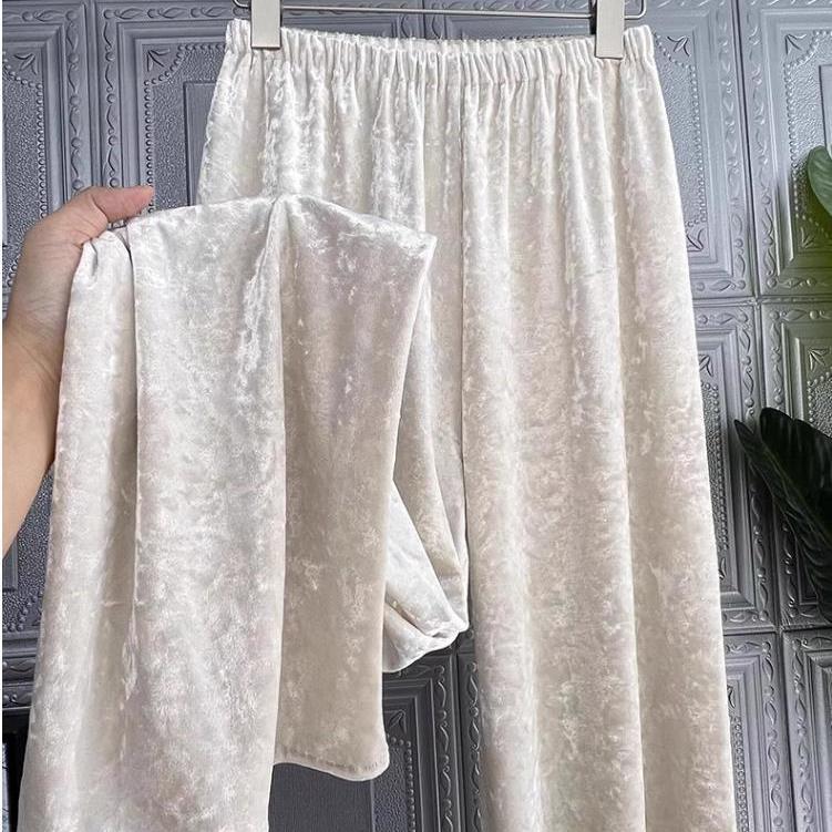 复古提花金丝绒阔腿裤女秋冬高腰垂坠感百搭显瘦休闲裤直筒长裤