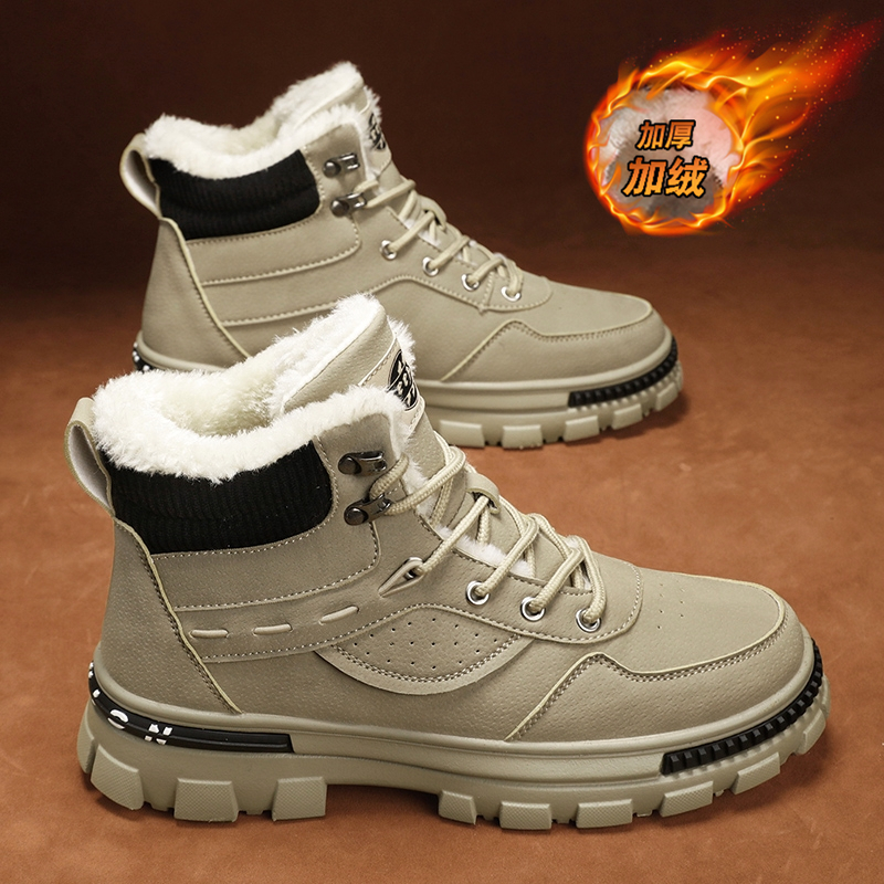 回力潮品回力潮品东北雪地靴男鞋冬季加绒保暖棉鞋皮毛一体户外防