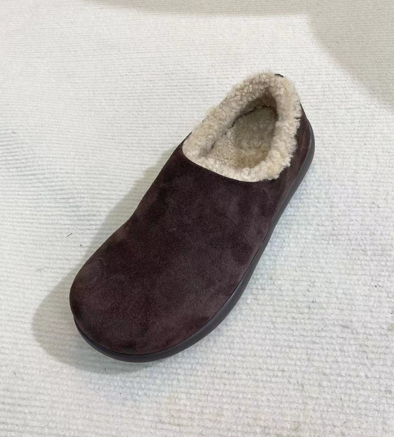 【小土豆】进口小牛皮➕羊羔毛包头半拖一脚蹬偏小一码