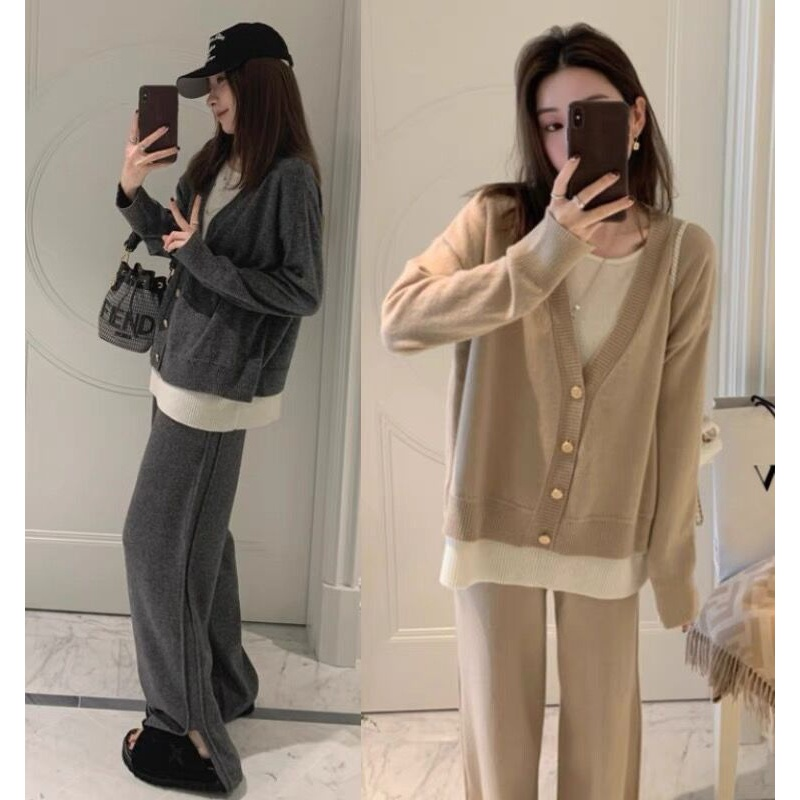 孕妇装套装2025新款秋季外穿慵懒上衣宽松阔腿裤两件套时尚辣妈装