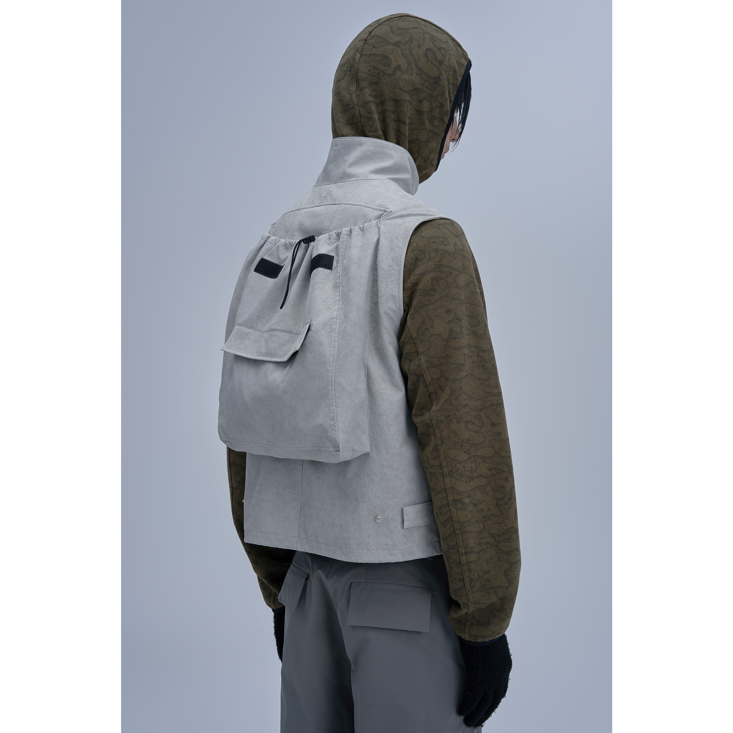 Pointless24FW 原创侧板抽绳设计做旧机能背包马甲