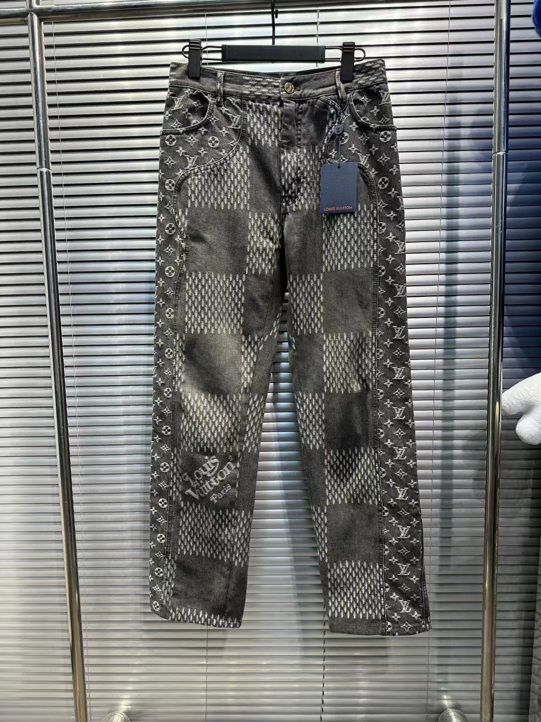 Louis Vuitton Nigo棋盘格满印黑灰牛仔裤 31码/全新/平台16589