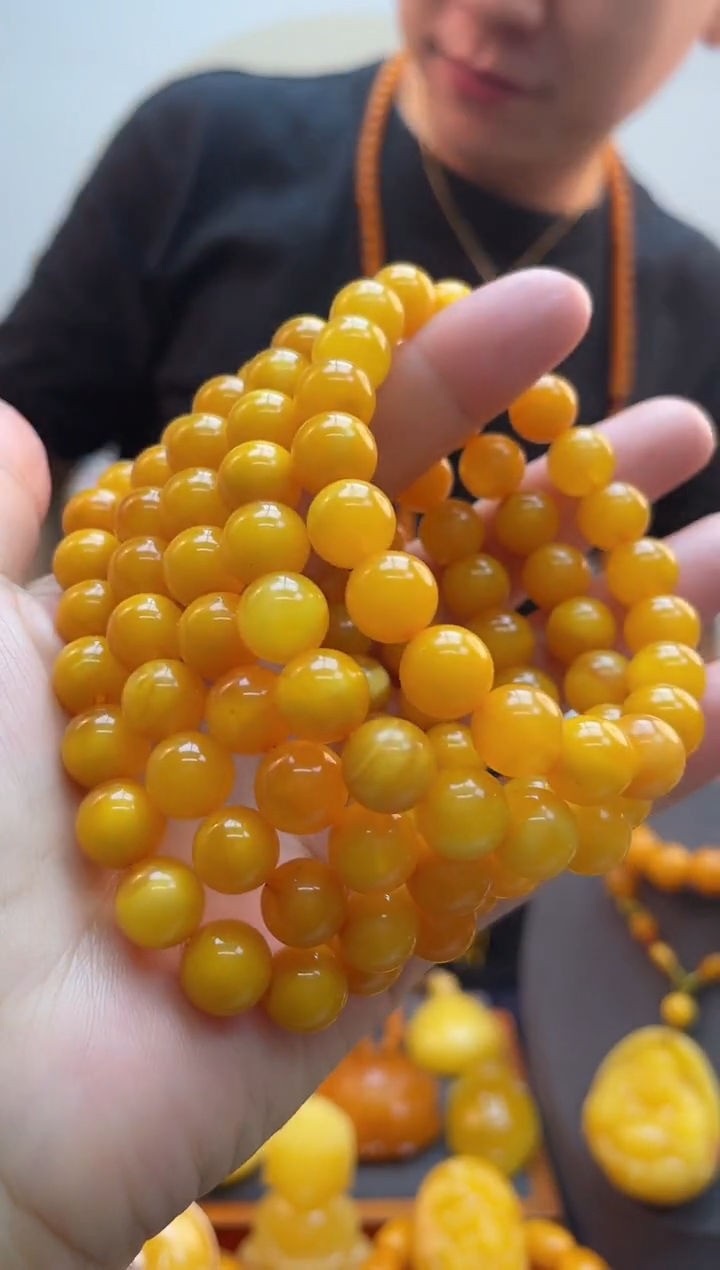 【闪购商品】蜜蜡珠宝奇石未镶嵌假一罚十，9mm手串多样性发其一