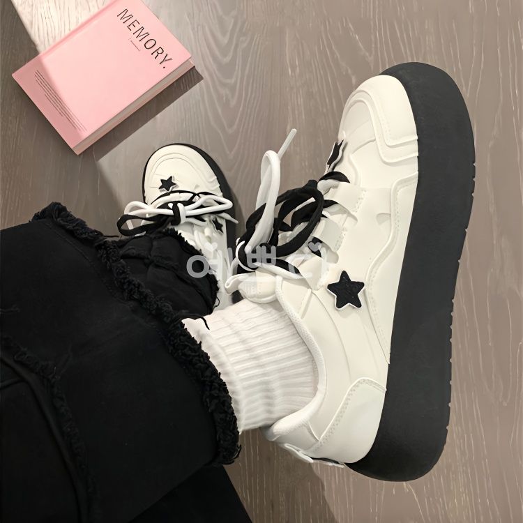 红蜻蜓牌星星大头鞋奶fufu鞋子显脚小小白鞋女鞋学生ins百搭圆头