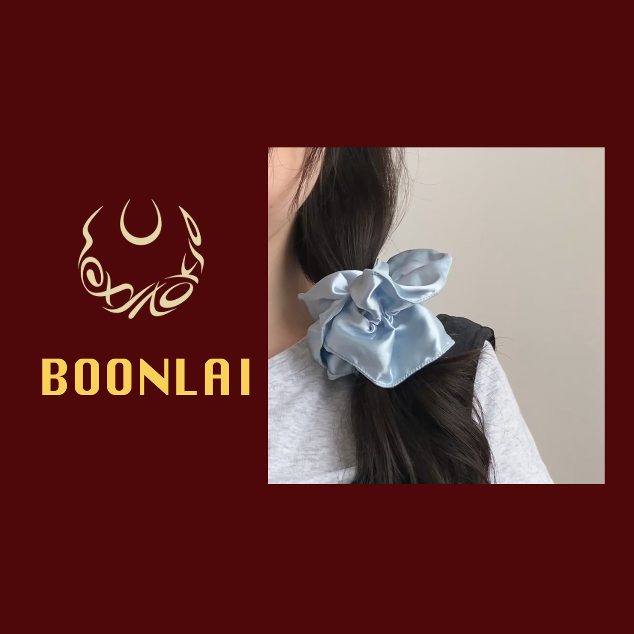 Boonlai 双层蓝色压边发圈 f