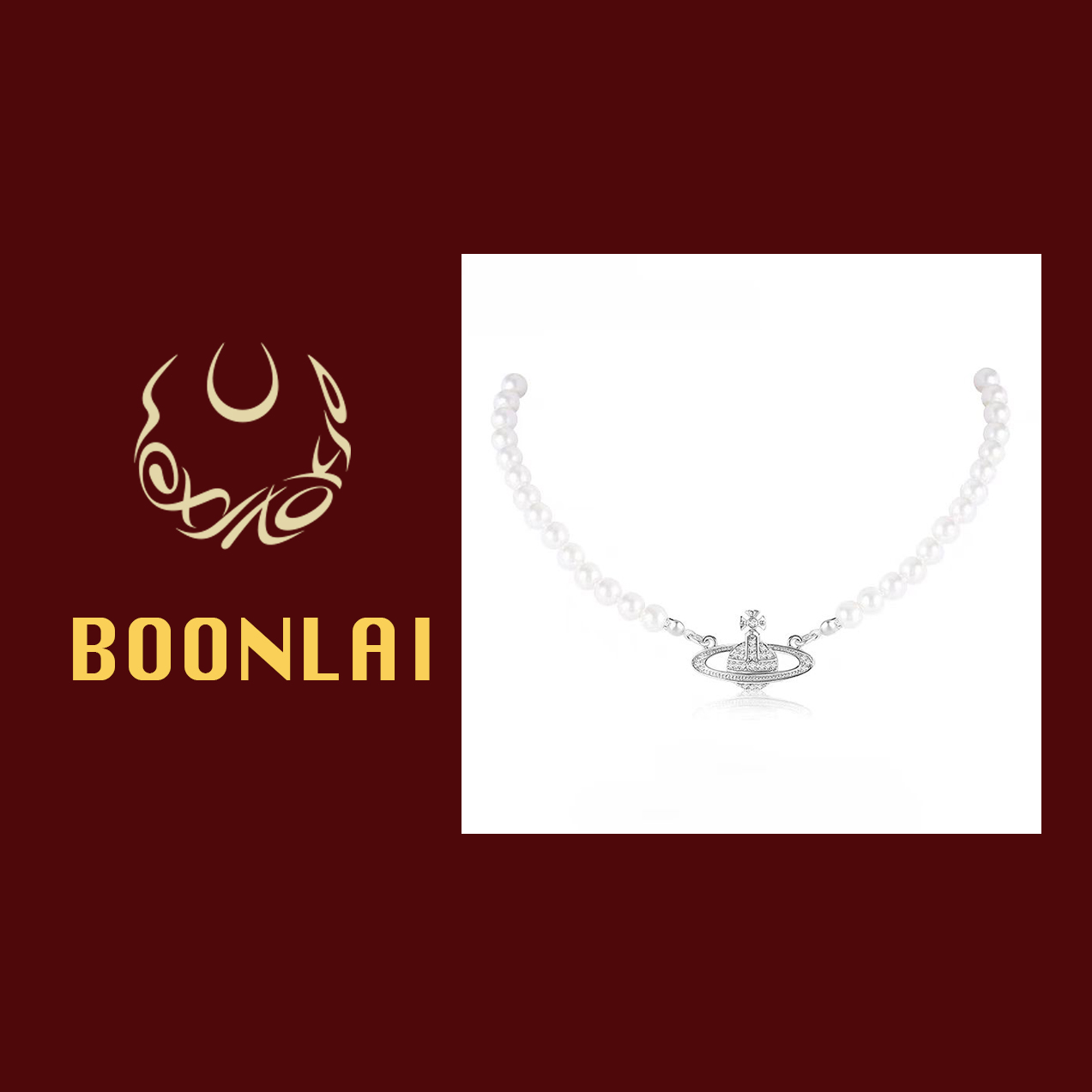 铜合金仿珍珠项链 Boonlai 气质星球造型白色珠珠J项链1690