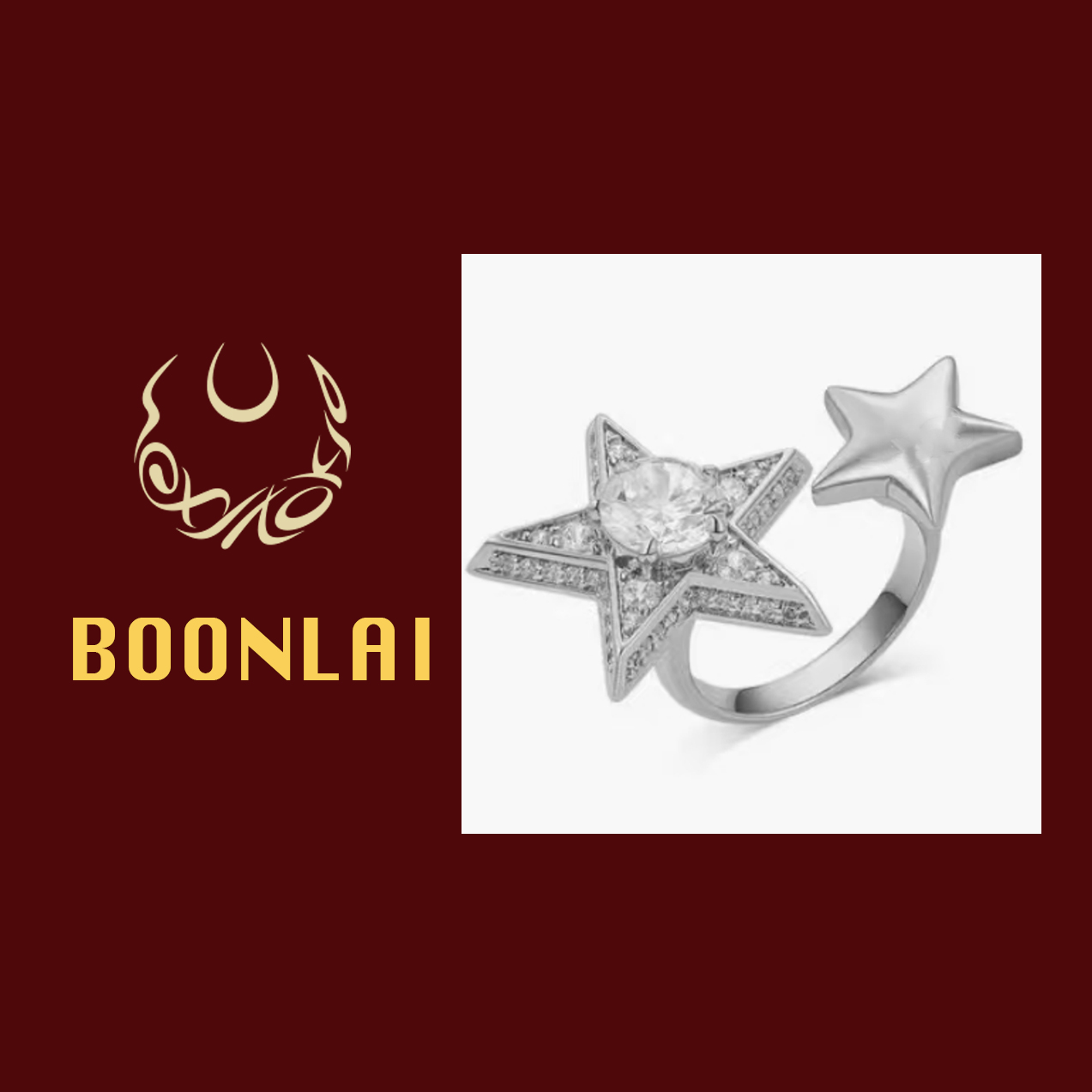 铜合金锆石戒指 Boonlai 镶钻锆石星星戒指066