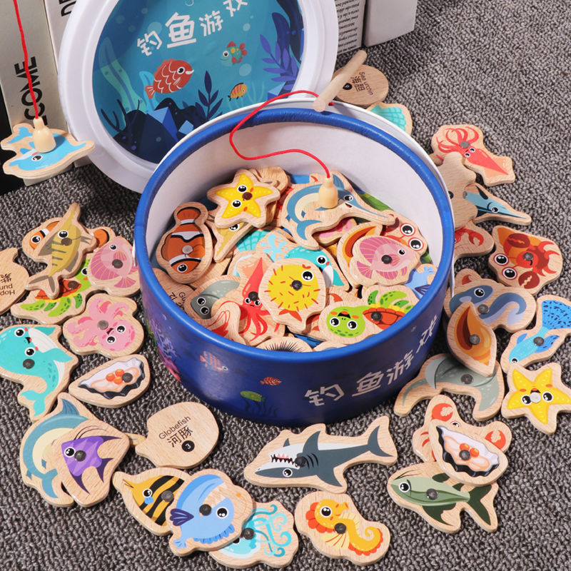 宝宝钓鱼玩具磁性动手动脑早教木质多功能玩具认知专注培养