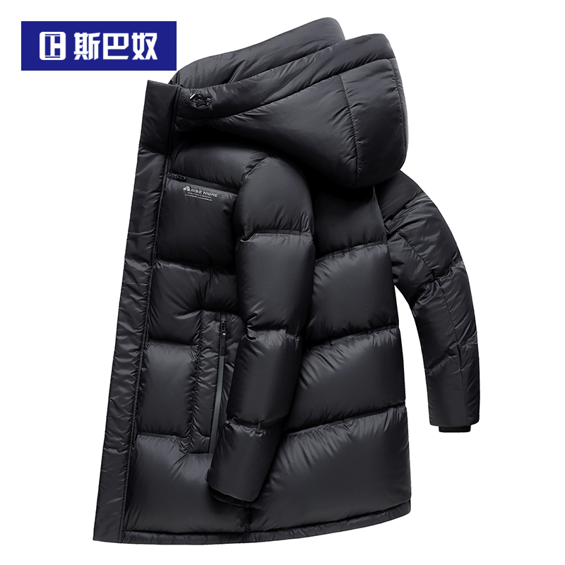 【新年战袍】加厚羽绒服男中长款2025冬季新款休闲连帽保暖鸭绒外套