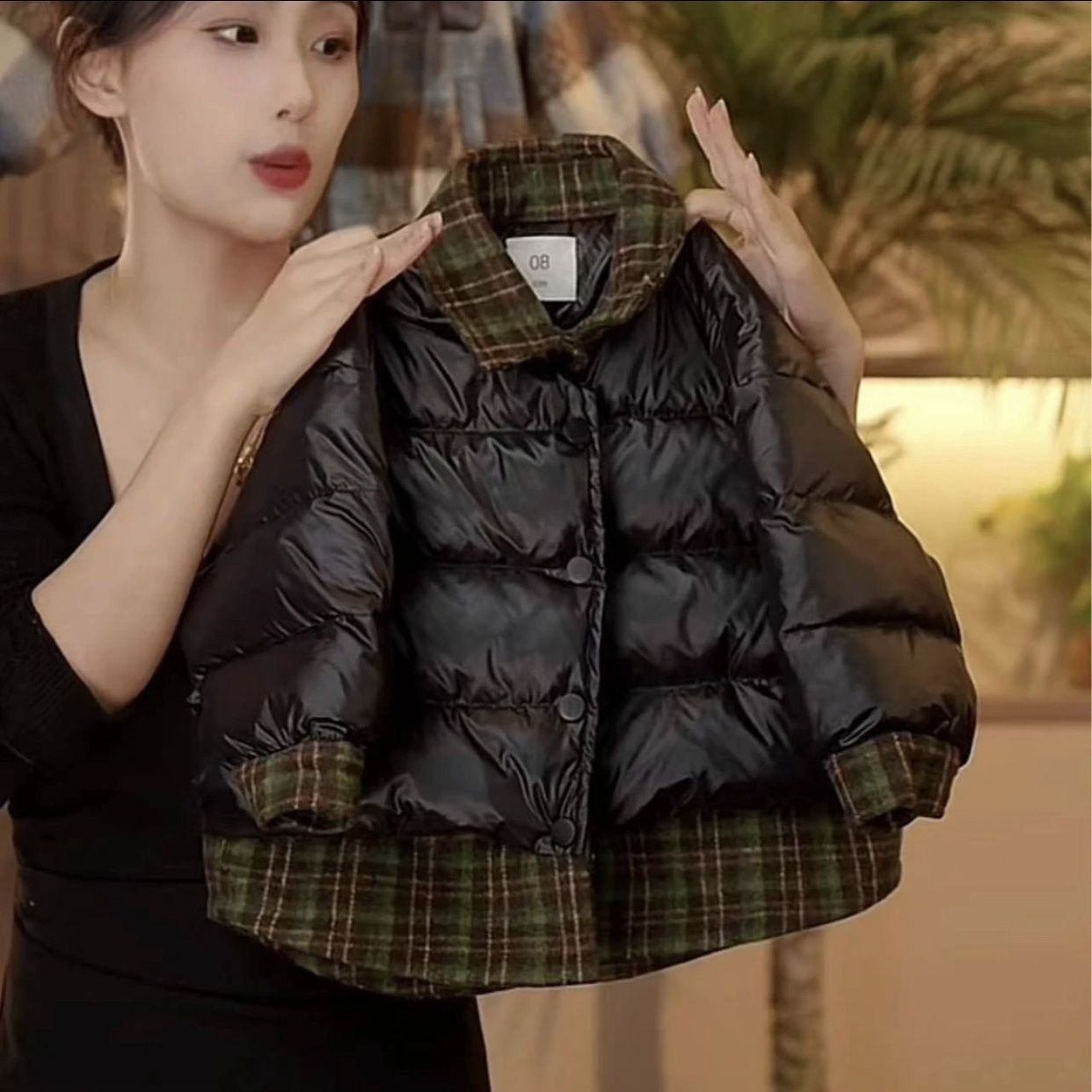 儿童冬季棉服2025新款时尚男童假两件衬衫式女童加厚保暖棉服潮