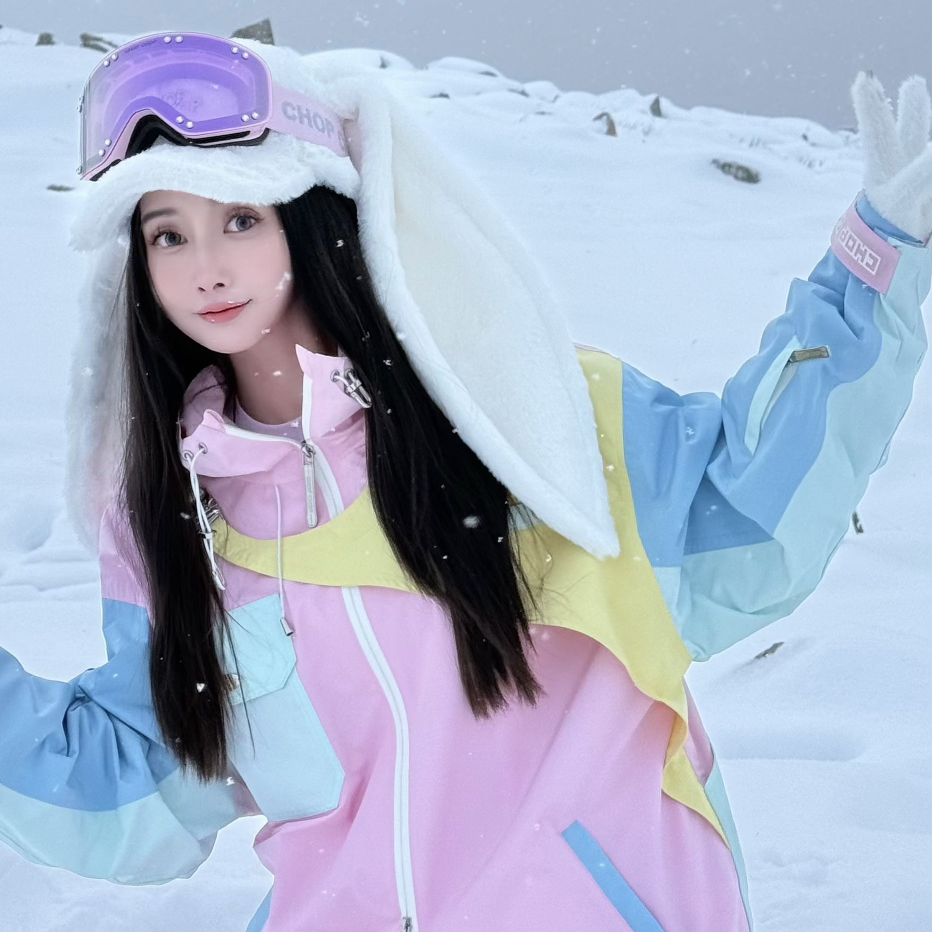 新款马卡龙2.0滑雪套装防风防水保暖chopchop宽松滑雪衣裤
