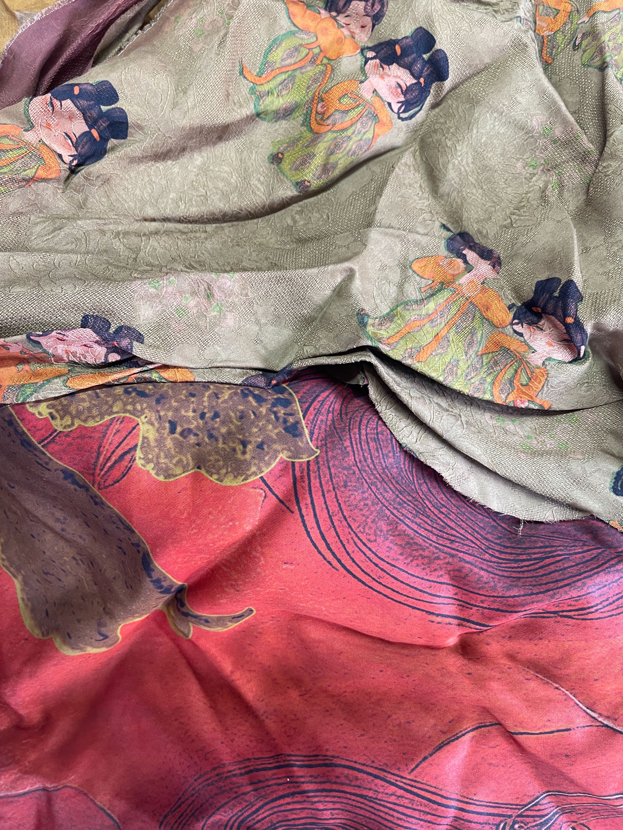 香云纱桑蚕丝支持手工订制刀口料边角料真丝宋锦碎布料不支持退换