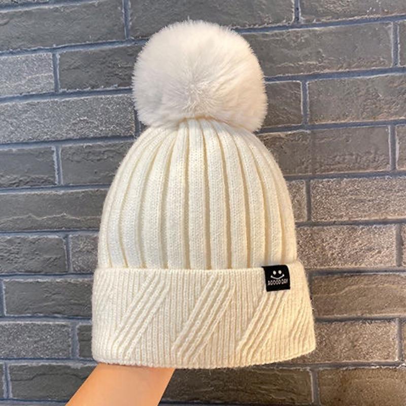 2023年针织毛线帽女冬加绒加厚保暖大头围帽子休闲百搭毛球冷帽潮