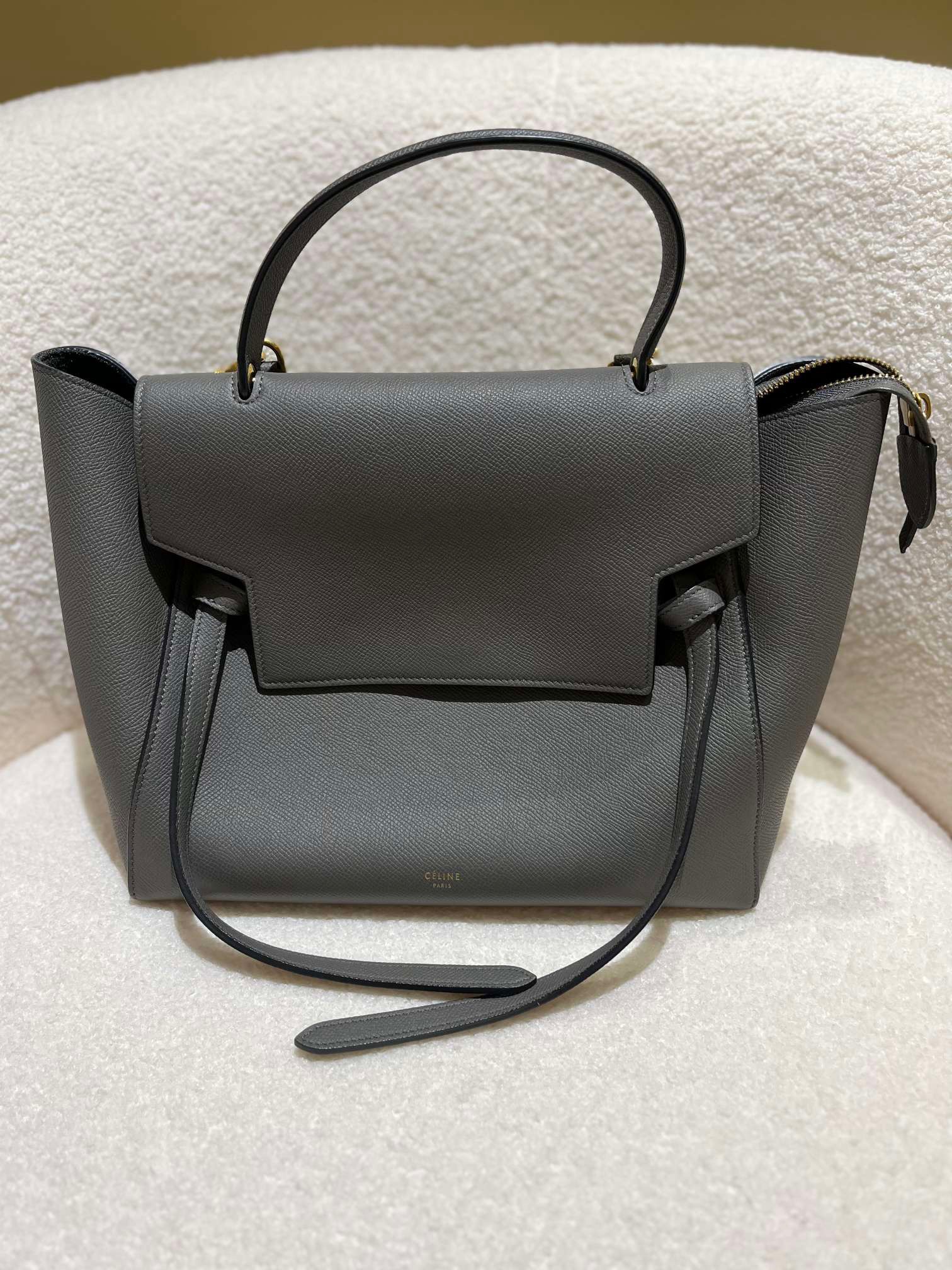 95新 Celine/思琳 灰色鲢鱼包mini/JW388