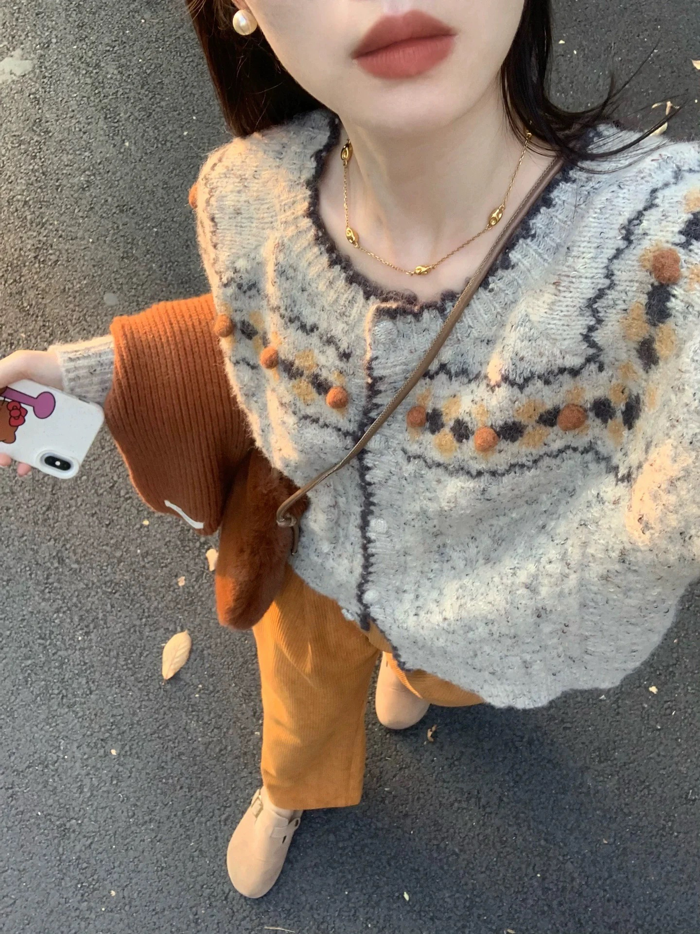 费尔岛浣熊绒毛衣外套女秋冬小个子打底复古内搭冬季加厚针织开衫