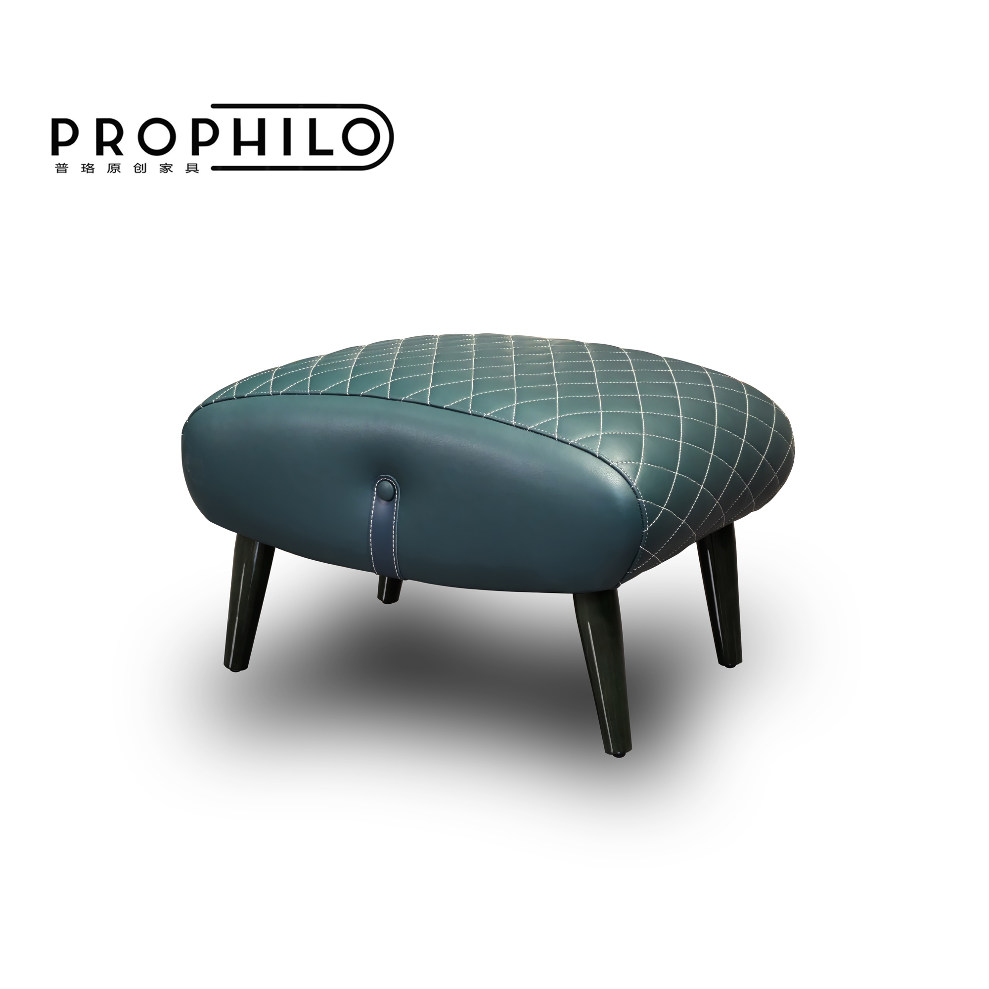 PROPHILO原创设计乌金木家用客厅皮质小凳创意极简皮艺-面包脚凳