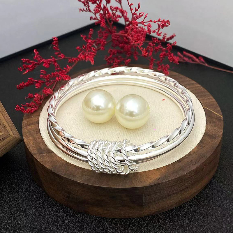 足银手镯 足银9999 046 三生三世环环相扣闭口实心镯子送老婆女友