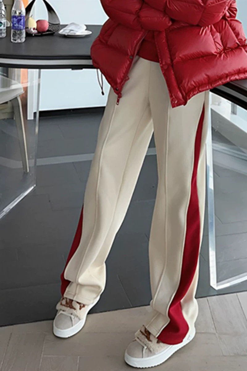 欧货2025新款梨形身材加厚卫裤小个子休闲运动加绒阔腿裤子女冬装