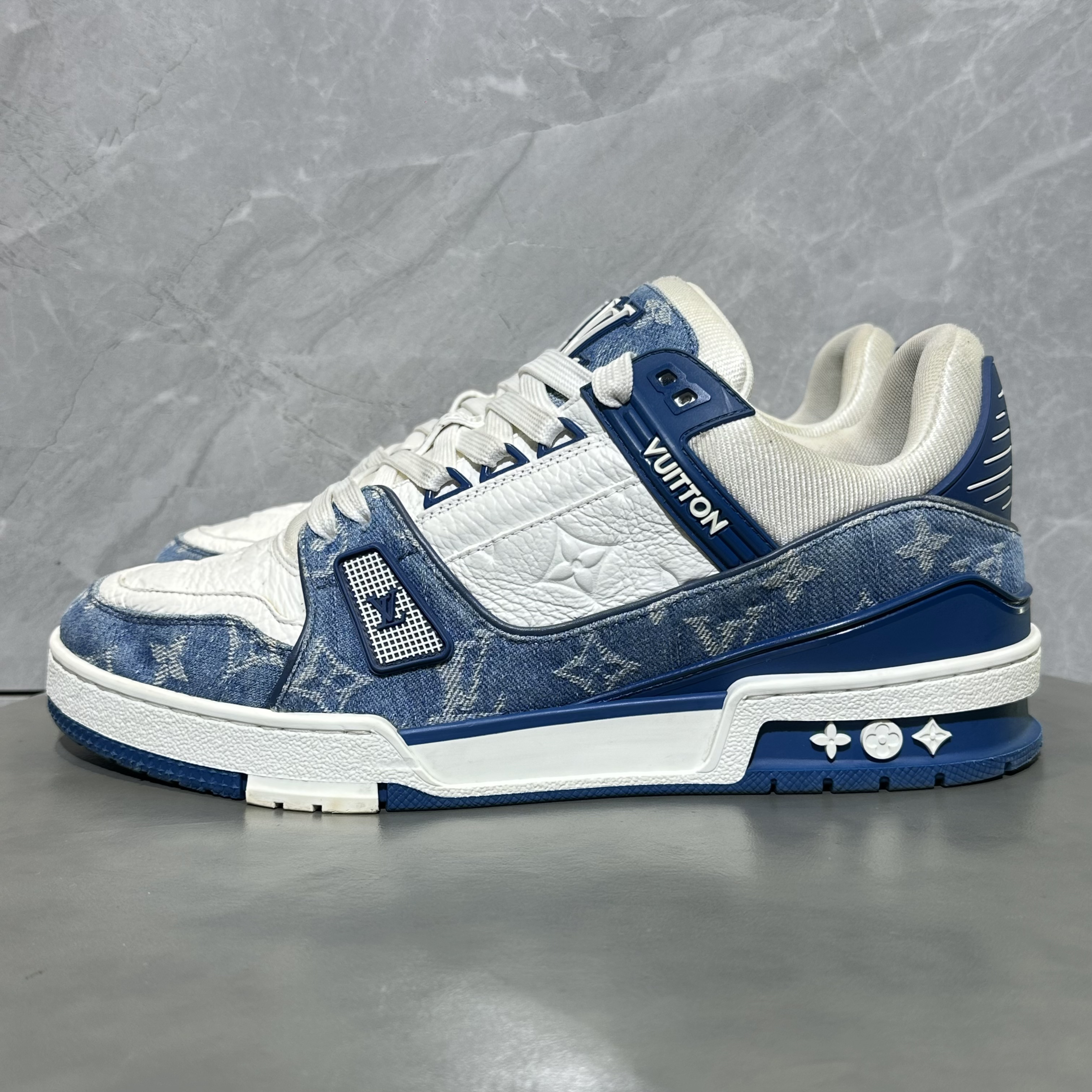 41码 路易威登 LV trainer 蓝白牛仔 低帮板鞋