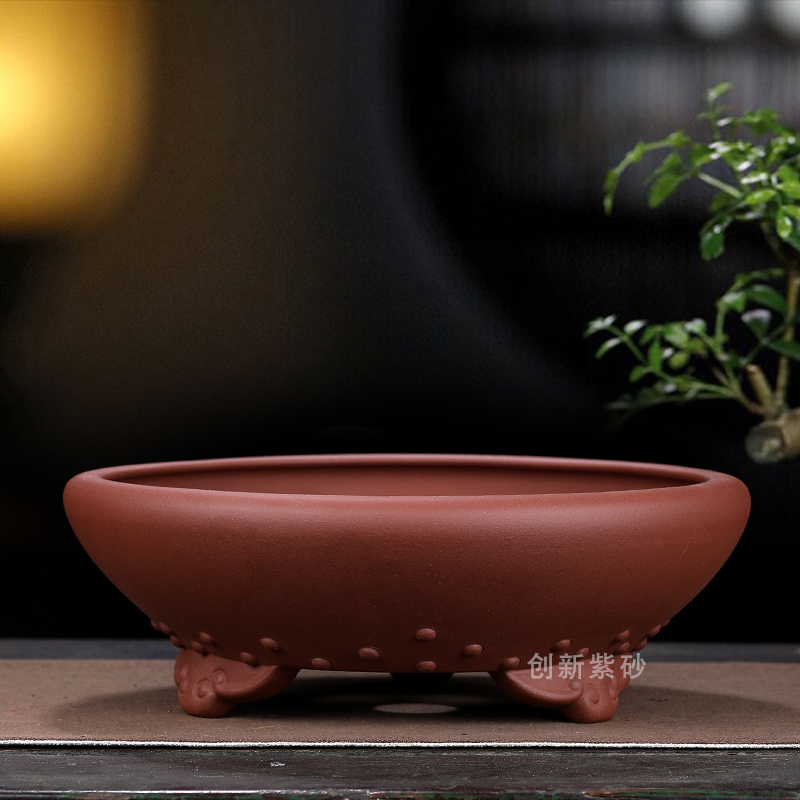 精品紫砂花盆手工大号骨钉盆金弹子老桩菖蒲造景盆栽特价包邮