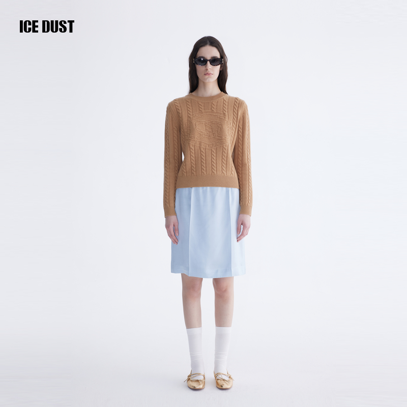 ICEDUST 秋季系列碱水结提花设计圆领套头针织毛衫上衣女士